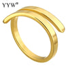 2020 Brand-new Simple Design Stainless Steel Open Finger Rings for Women Casual Daily Style 7mm Gold Color Plated Rings Jewelry