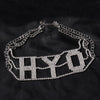 Chunky Punk Style Crystal Statement Choker Necklace Rhinestone Letter SEX Chocker Women Night Party Collares Mujer Bjoux801