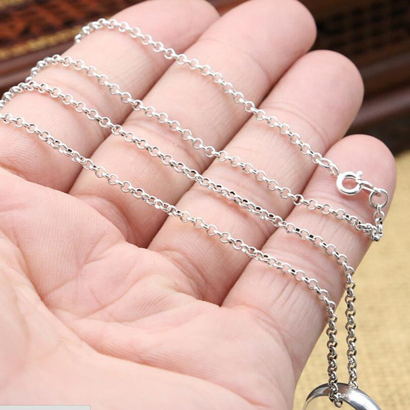 2020 Classic 2mm Pearl chain 100% real 925 sterling silver Long necklace pendant for women men silver 925 bohemian jewelry G22