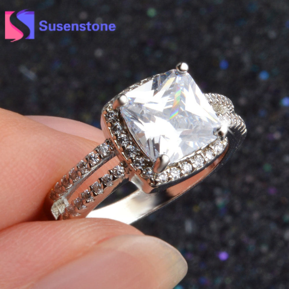 2020 Elegant Ring For Women Engagement Wedding Jewelry Female Silver Plated Cubic Zircon Rings Jewelry Luxury Design Size 6-10