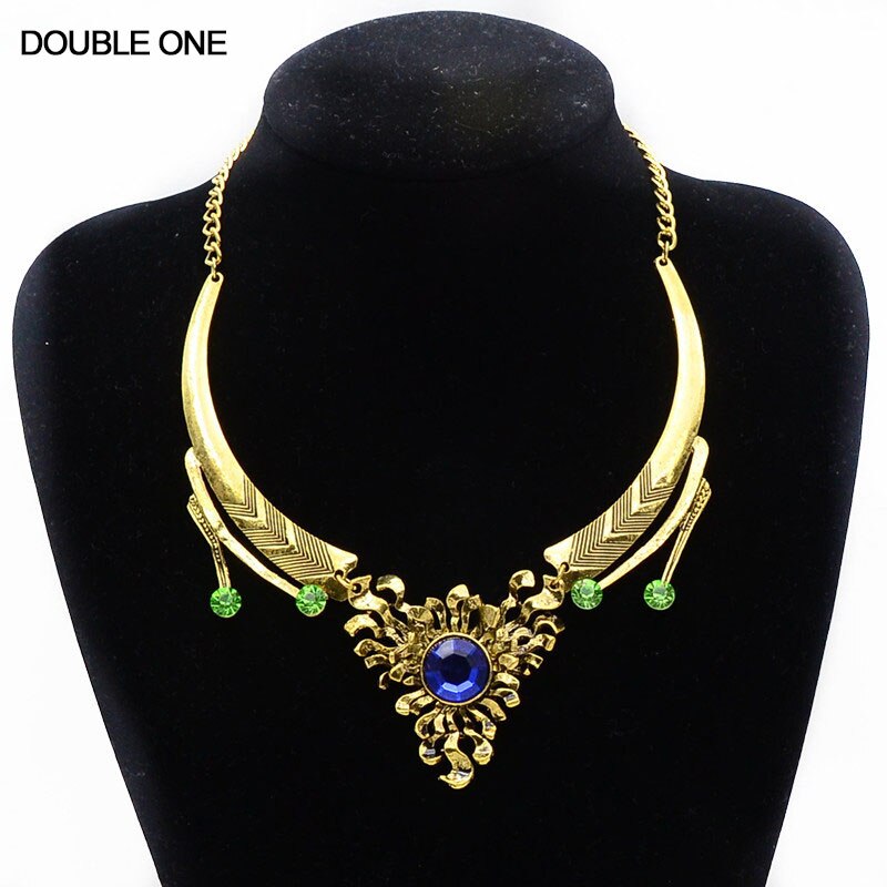 2022 Gem Necklace Blue Rose red Vintage Choker Collar Maxi Statement Fine Jewelry for Women
