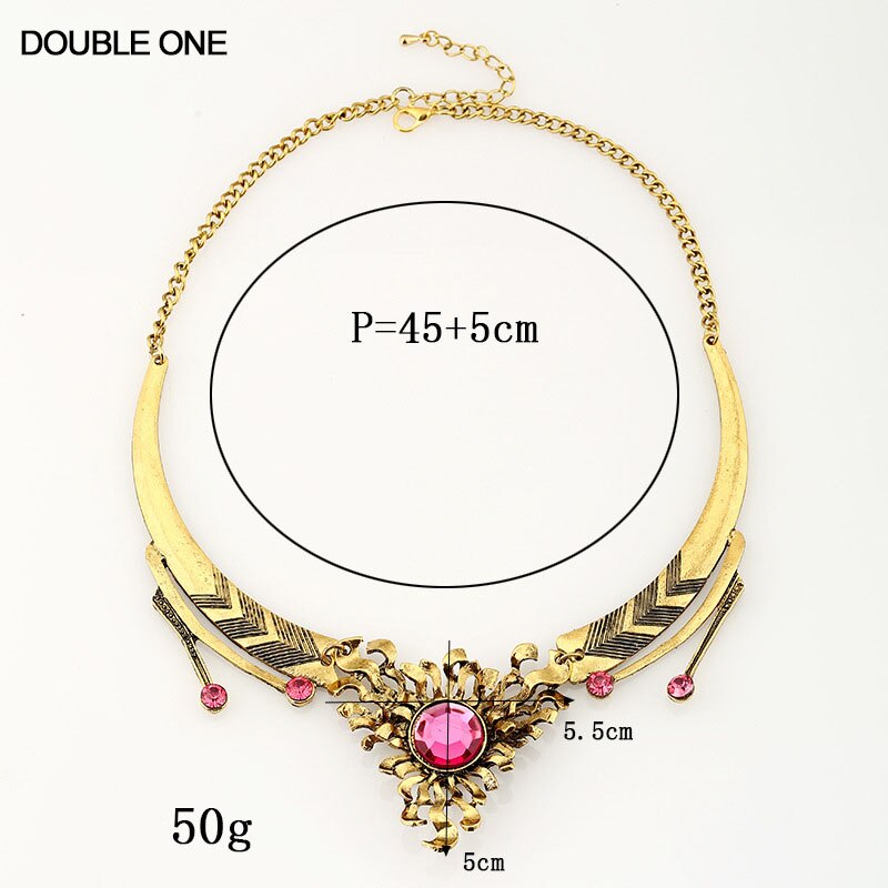 2022 Gem Necklace Blue Rose red Vintage Choker Collar Maxi Statement Fine Jewelry for Women