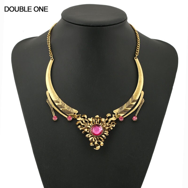 2022 Gem Necklace Blue Rose red Vintage Choker Collar Maxi Statement Fine Jewelry for Women