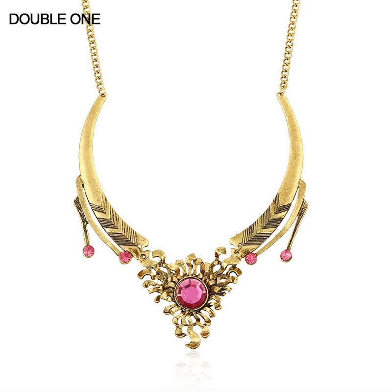 2022 Gem Necklace Blue Rose red Vintage Choker Collar Maxi Statement Fine Jewelry for Women