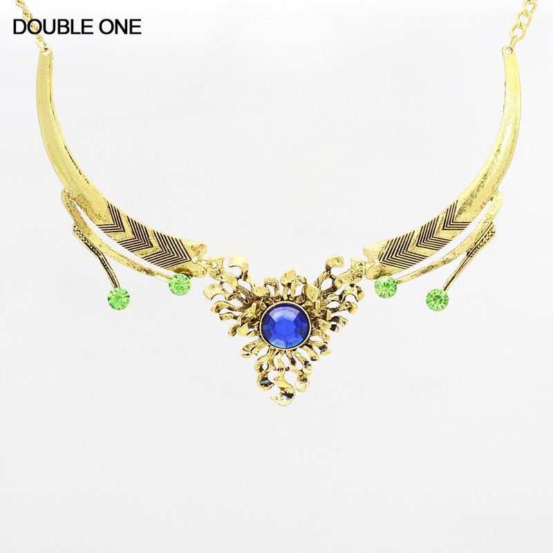 2022 Gem Necklace Blue Rose red Vintage Choker Collar Maxi Statement Fine Jewelry for Women