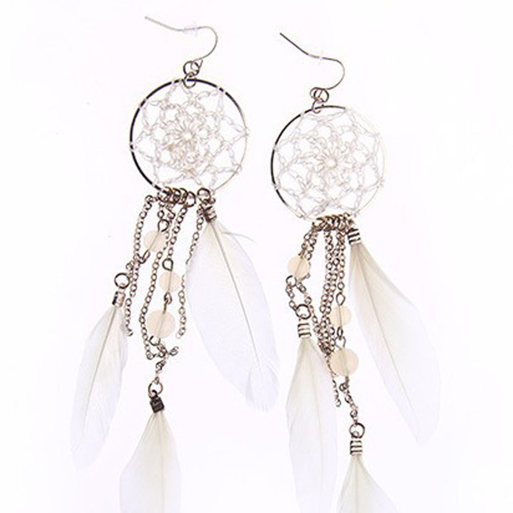 2020 Fashion Men Women Unisex Dream Catcher Feather Pendant Drop Earrings Long Dangle Earrings