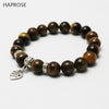 2020 Fashion Natural Stone Yellow Bracelets 10mm For Women Men Tiger eye stone Agates Beaded Bracelet Love pendant gift