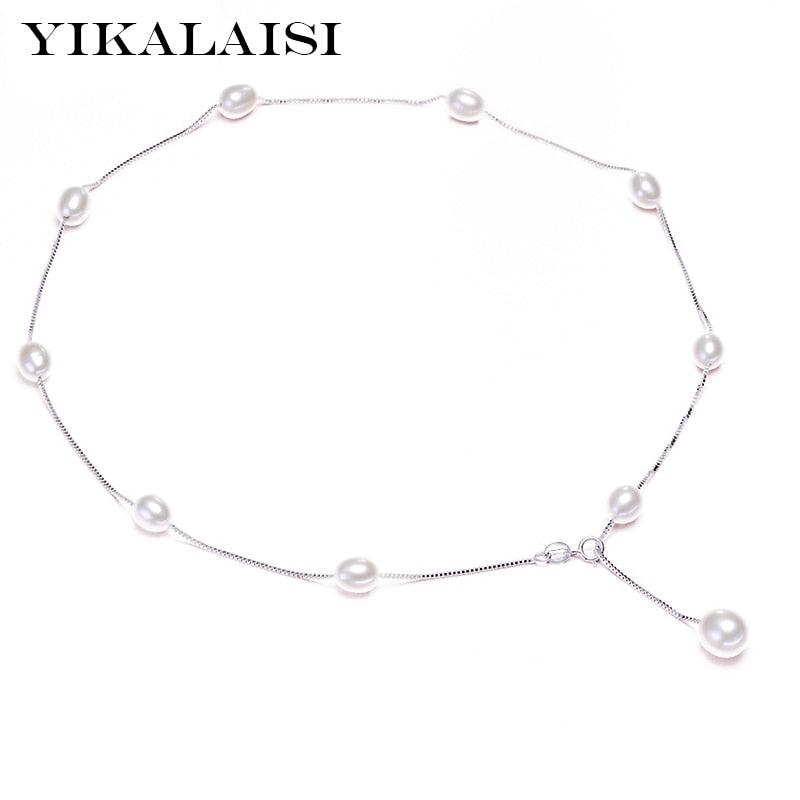 2020 Fashion Natural pearl Chokers Necklaces For Women 925 sterling silver jewelry silver chain pearl necklaces & pendants Gifts