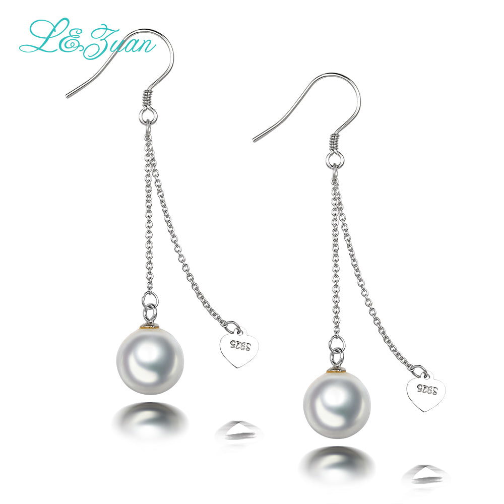 2020 Fashion Pearl Earrings 925 Sterling Silver Round Seashell pearl Earring and Graceful Jewelry Drop Earring For Women Gift