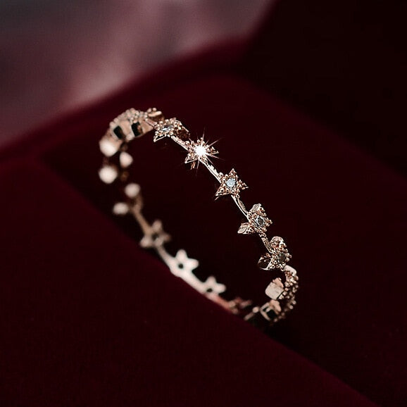 2020 Fashion Style Star Ring Tiny Delicate Gold/Silver/Rose Gold Color Rings for Women Zircon Shining Jewelry Bijoux Femme