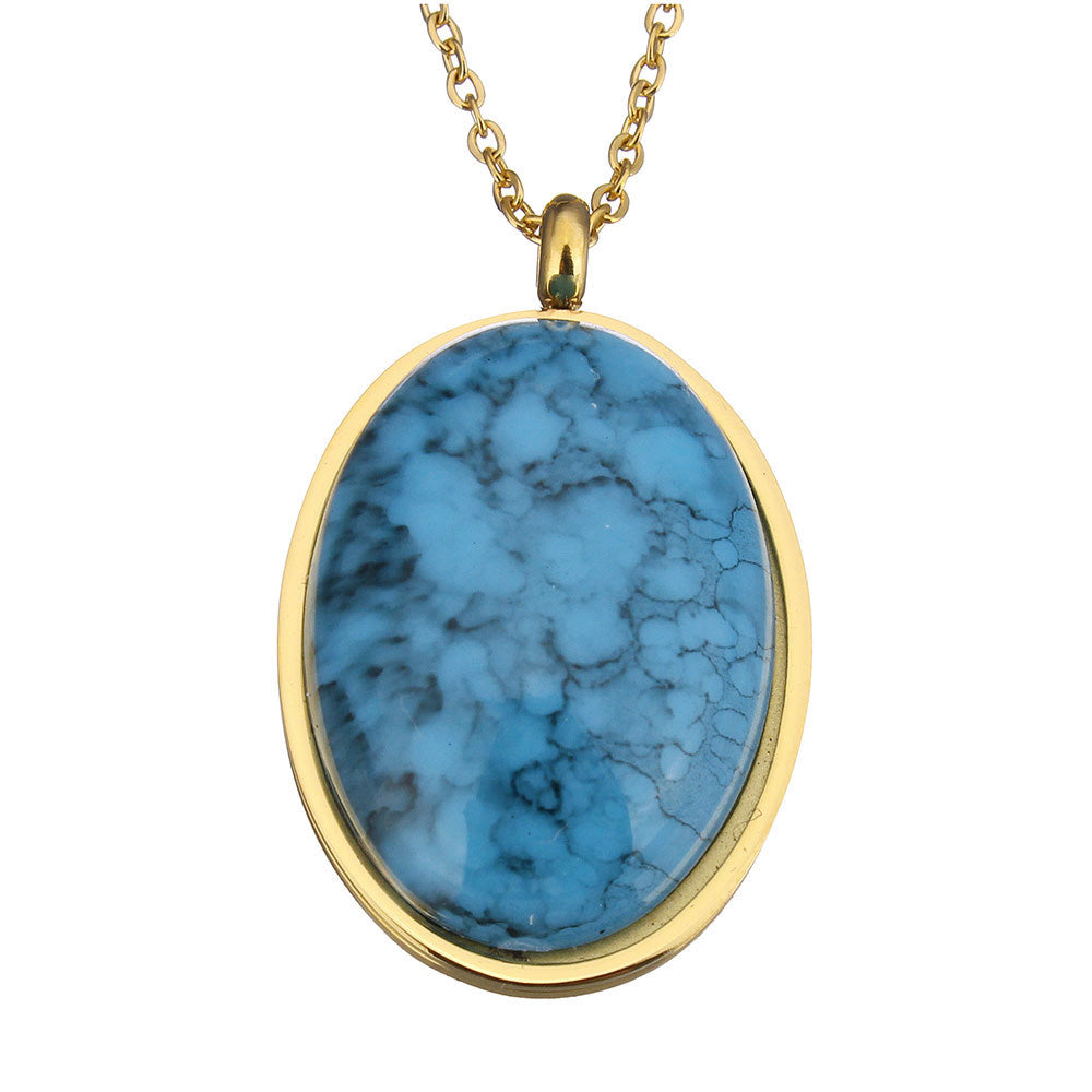 2020 Fashion native howlite Necklace Jewelry 2020 Fashion Stainless Steel Pendent Necklace 2lnch extender chain Flat Oval