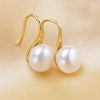 2020 Half Round Natural Pearl White/Yellow 925 Sterling Silver Dangle Earrings