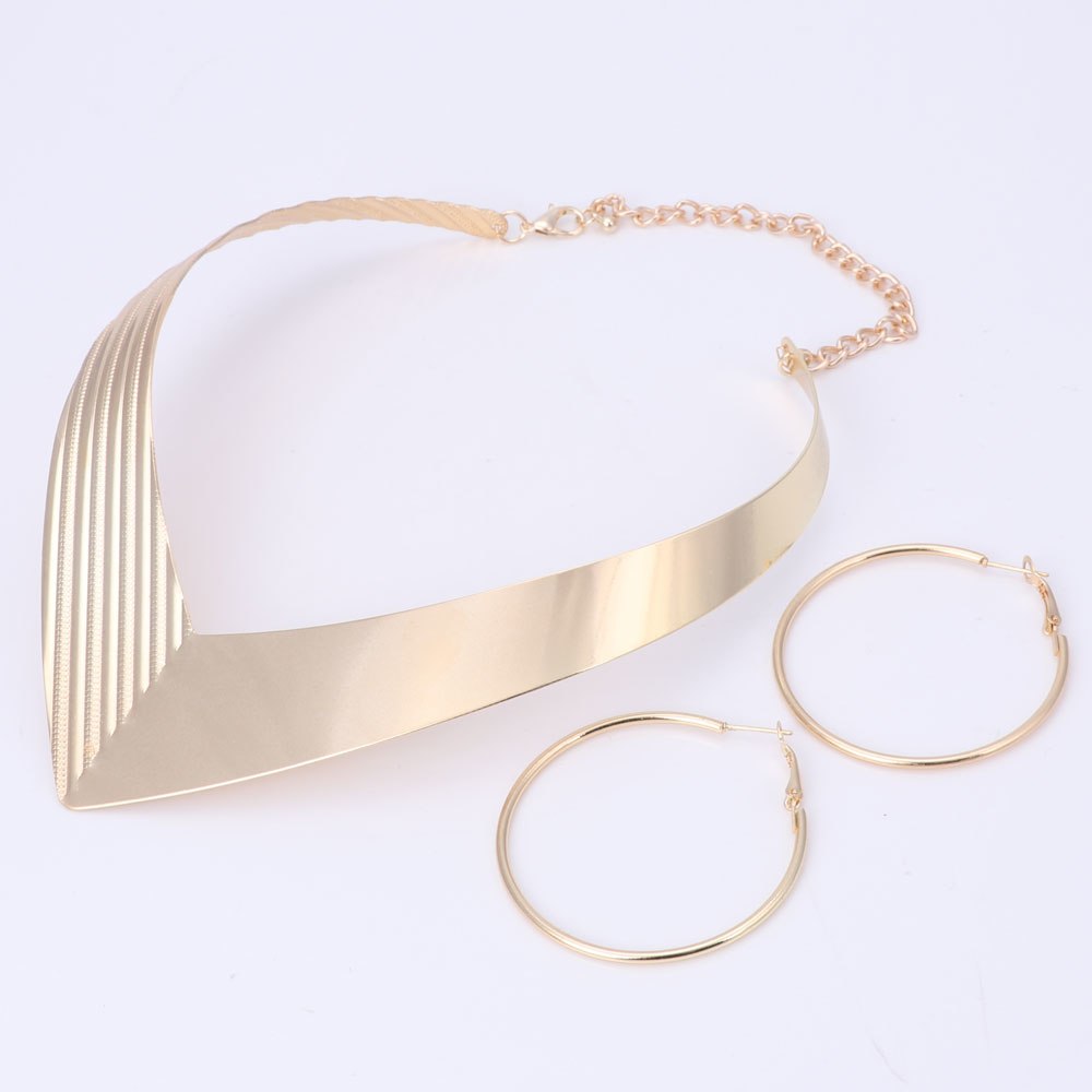 2020 Hot Sale African Gold Color Necklace Earrings Luxury Bridal Nigerian Wedding African Beads Big Jewelry Set