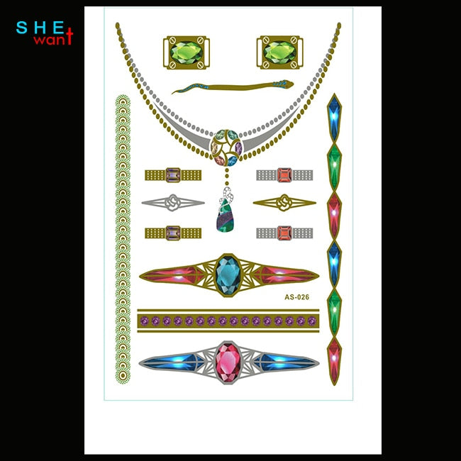 Jewelry-Necklace-Body-art-gold-tattoo-stickers-temporary-flash-tattoo-Disposable-indians-tattoo-Jewelry-Bracelets