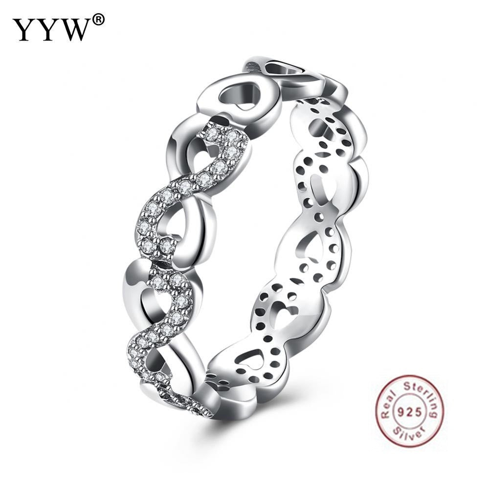 2020 Jewelry Luxury 925 Sterling Silver Heart Finger Rings Dazzling Infinity Stackable Ring For Women Wedding Fine Jewelry