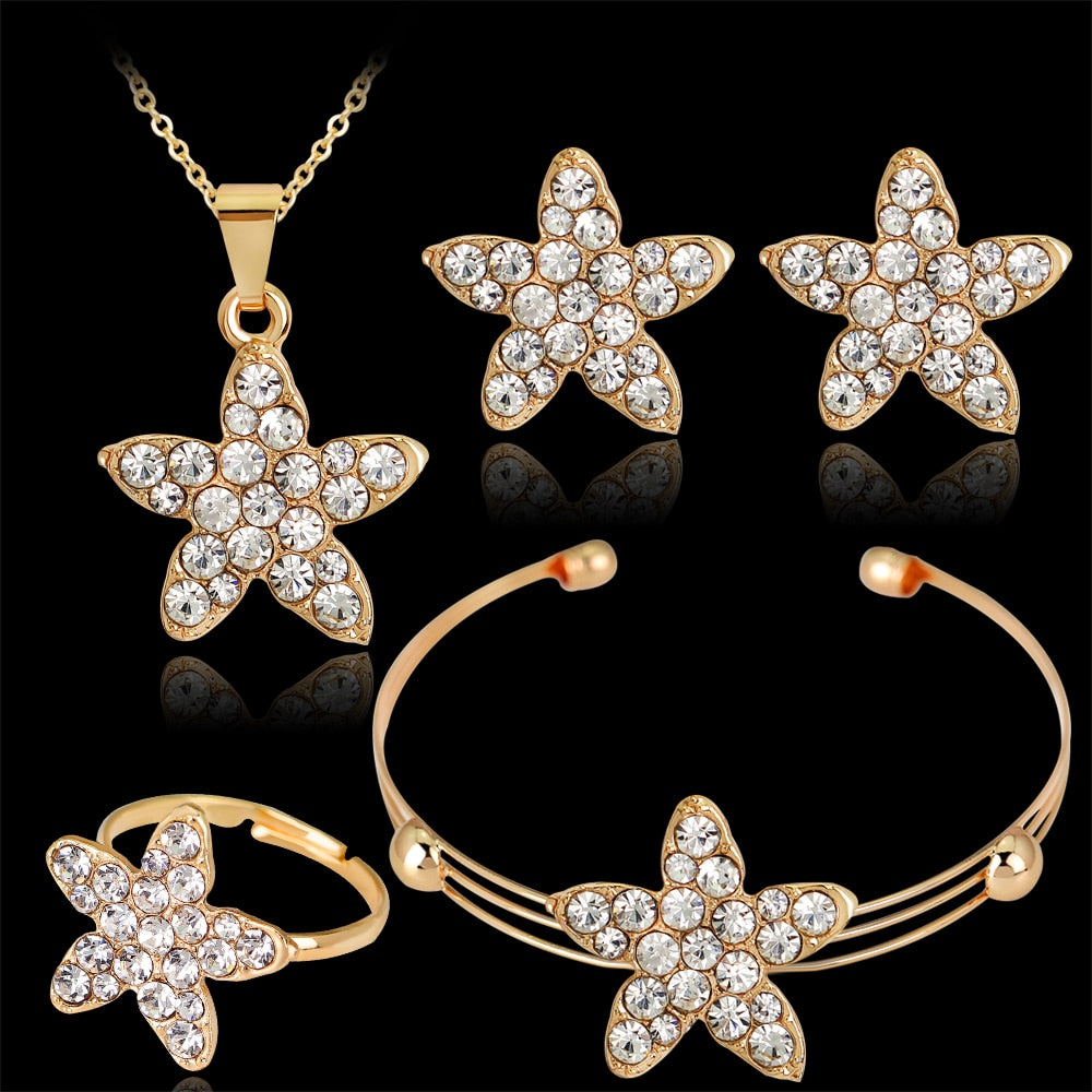 2020 Rushed Jewelry Sets African women's jewelry Set Simple Fashion Alloy Butterfly Earrings Necklace Bracelet And Ring Set