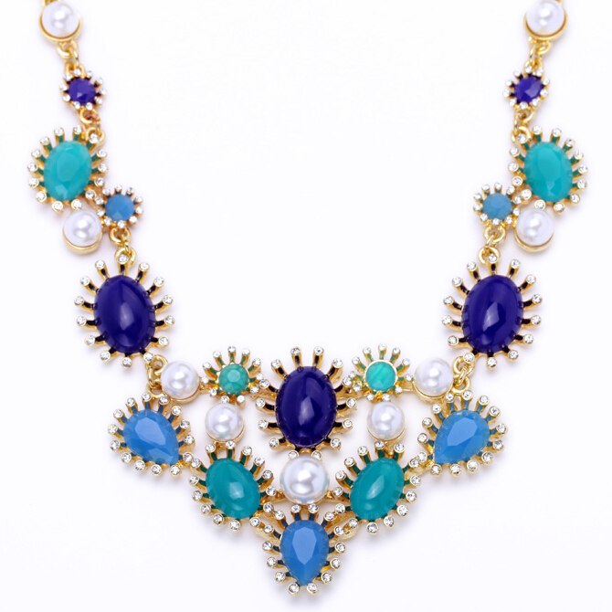 2015-New-Design-Fresh-Blue-Color-Collar-Necklace-For-Women-Fashion-Acrylic-Jewelry-Wholesale