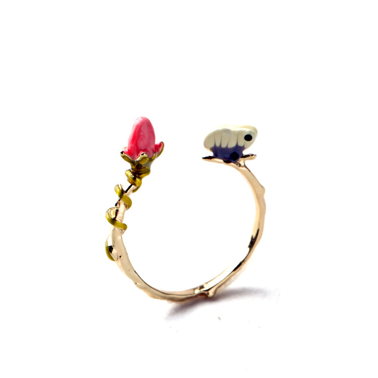 2020 Limited New Arrival Zinc Alloy Jewelry Sets Jewelry Wholesale/ Enamel Flower Bird Earring Ring Set Daily Bijoux