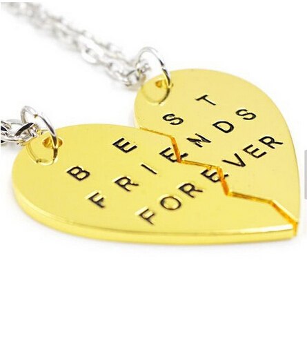 2020 Limited Real Collares Collier 2 Parts Heart Necklace Broken Pendant Necklaces Best Friend Forever For Jewelry Fth-n17