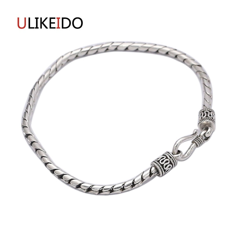 2020 Men jewelry Wholesale Genuine 100% Real Pure 925 Sterling Silver Men bracelet vintage rope chain fine jewelry 264