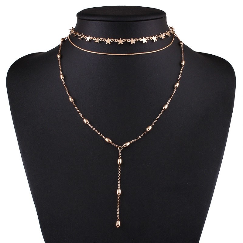 2020 Multi Layer Star Choker Necklace Alloy Sexy Clavicle Statement Party Fashion Jewelry Maxi Cute Round Long Necklaces Women