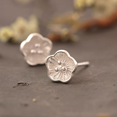 2020 NEW 925 Sterling Silver Earrings For Women Handmade Cute Plum Blossom Simple Flower Stud Earrings Citrine Fine Jewelry YE85