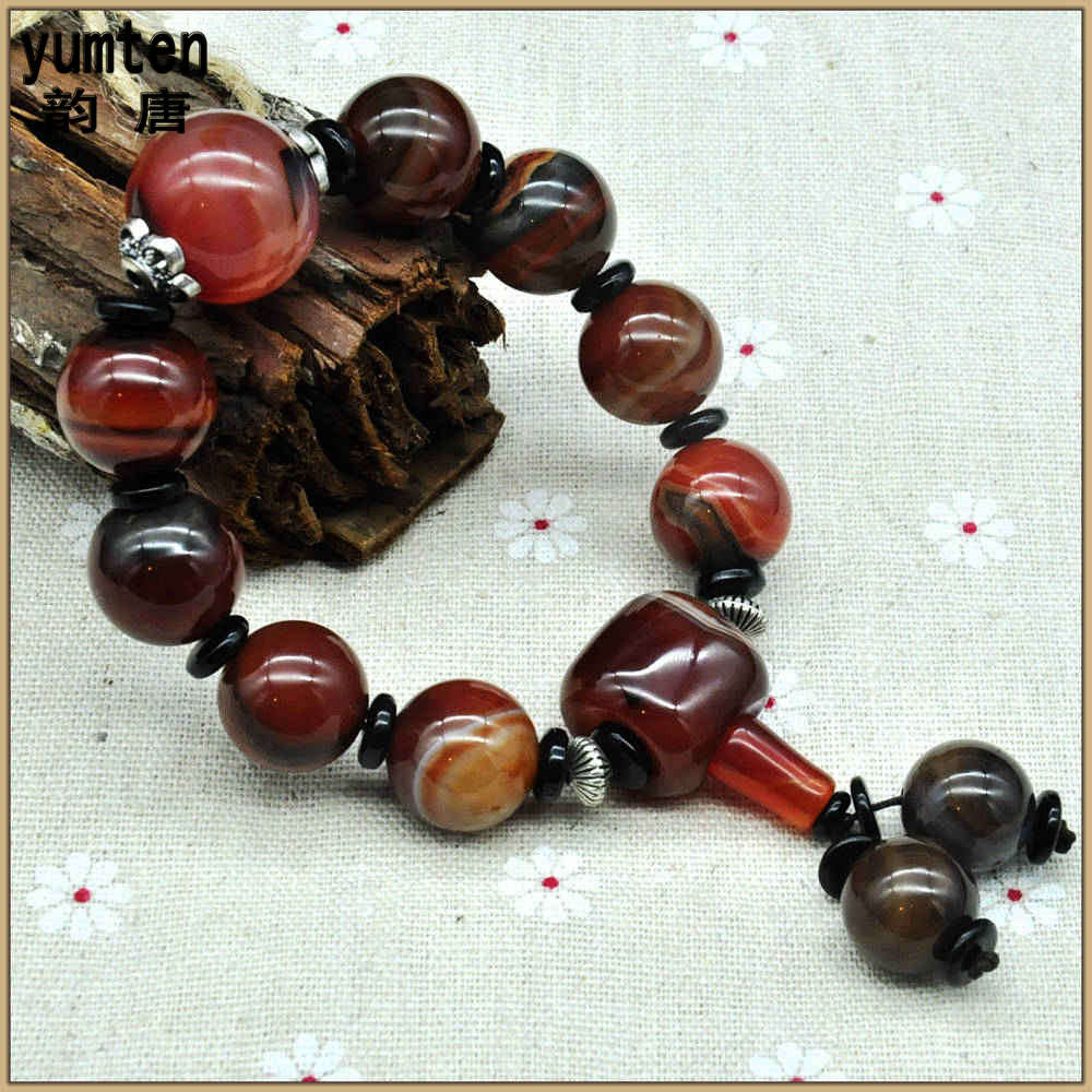 2020 Natural Round Ruby Beads Men Jewelry Charm Bracelet Bracelets Women Bangles Natural NEW Agate Stone Pulsera Bracelet Argent