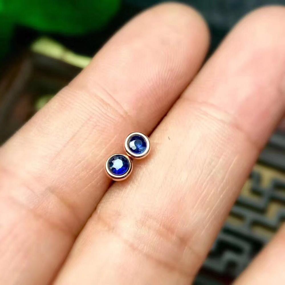 2020 Natural Sapphire 3mm*3mm Earring For Women Engagement Party Ring /gift Blue Ring Fine Jewelry Valentine's d gift