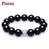 2020 New 12 Constellation High Quality 14mm Black Agate Stone Lucky Beads Strand Bracelet Couple Bracelets for Men Wholesale