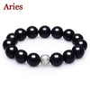 2020 New 12 Constellation High Quality 14mm Black Agate Stone Lucky Beads Strand Bracelet Couple Bracelets for Men Wholesale