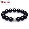 2020 New 12 Constellation High Quality 14mm Black Agate Stone Lucky Beads Strand Bracelet Couple Bracelets for Men Wholesale