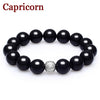 2020 New 12 Constellation High Quality 14mm Black Agate Stone Lucky Beads Strand Bracelet Couple Bracelets for Men Wholesale