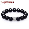 2020 New 12 Constellation High Quality 14mm Black Agate Stone Lucky Beads Strand Bracelet Couple Bracelets for Men Wholesale