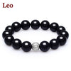 2020 New 12 Constellation High Quality 14mm Black Agate Stone Lucky Beads Strand Bracelet Couple Bracelets for Men Wholesale