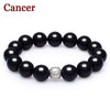 2020 New 12 Constellation High Quality 14mm Black Agate Stone Lucky Beads Strand Bracelet Couple Bracelets for Men Wholesale