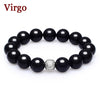 2020 New 12 Constellation High Quality 14mm Black Agate Stone Lucky Beads Strand Bracelet Couple Bracelets for Men Wholesale