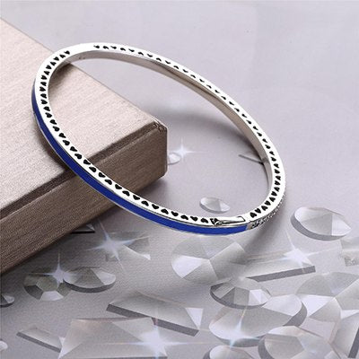 2020 New 7color really 925 sterling silver enamel CZ heart-shaped Fit Europe pan Bracelet For Women Jewelry Charm Bangle