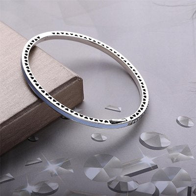 2020 New 7color really 925 sterling silver enamel CZ heart-shaped Fit Europe pan Bracelet For Women Jewelry Charm Bangle