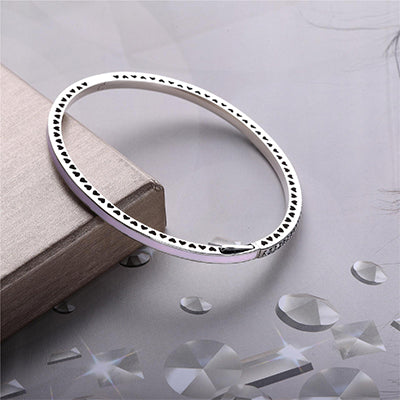 2020 New 7color really 925 sterling silver enamel CZ heart-shaped Fit Europe pan Bracelet For Women Jewelry Charm Bangle