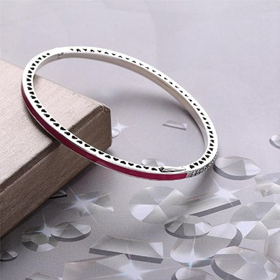 2020 New 7color really 925 sterling silver enamel CZ heart-shaped Fit Europe pan Bracelet For Women Jewelry Charm Bangle