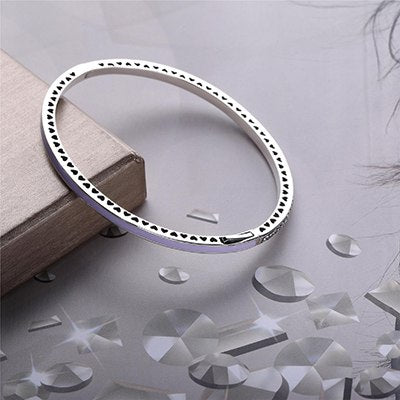 2020 New 7color really 925 sterling silver enamel CZ heart-shaped Fit Europe pan Bracelet For Women Jewelry Charm Bangle