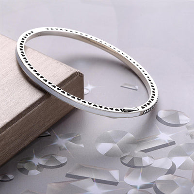 2020 New 7color really 925 sterling silver enamel CZ heart-shaped Fit Europe pan Bracelet For Women Jewelry Charm Bangle