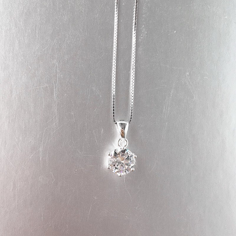 2020 New AAA+Zircon 8 Color Round Pendant Necklace Women 925 silver necklaces Fashion Jewelry colar chain Ladies Christmas gift