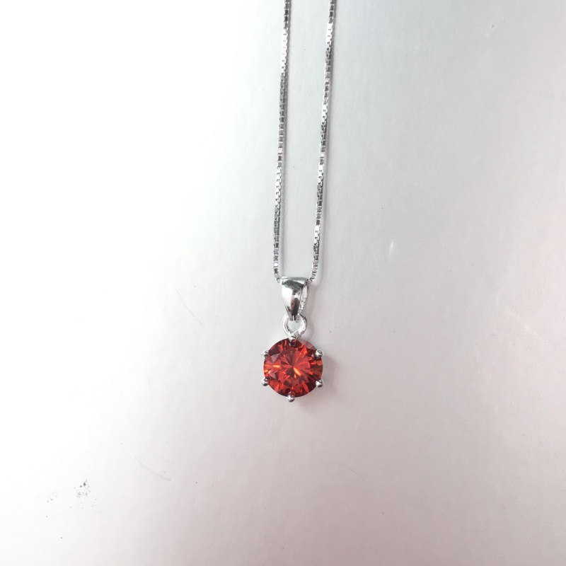 2020 New AAA+Zircon 8 Color Round Pendant Necklace Women 925 silver necklaces Fashion Jewelry colar chain Ladies Christmas gift