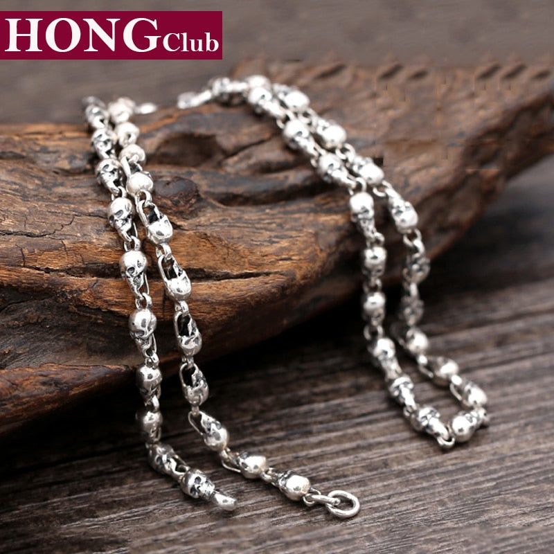 2020 New Arrival Skull with silver chain 100% 925 sterling silver necklace pendant for women and men fine jewelry Hot Sale GN20