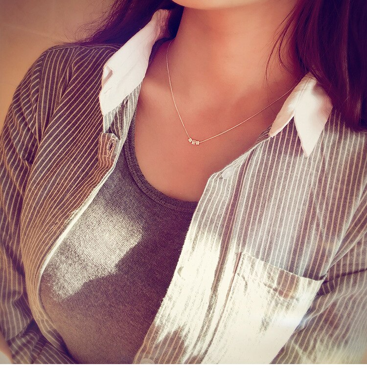 2021 s Silver Color Three Box Cube Necklaces Pendant For Women Fashion