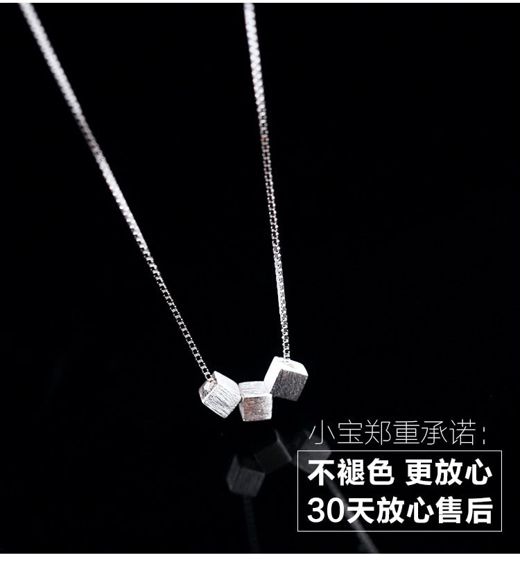 2021 s Silver Color Three Box Cube Necklaces Pendant For Women Fashion