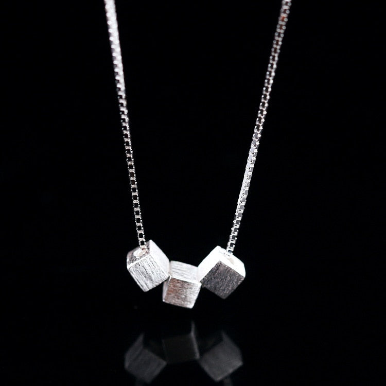 2021 s Silver Color Three Box Cube Necklaces Pendant For Women Fashion