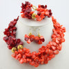 2020 New Design Navy Blue Coral Beaded Necklace Set Fashion Costume Nigerian Wedding Bridal Jewelry Sets   ABK670
