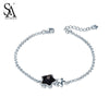2020 New Design SILVERAGE Real 925 Sterling Silver Star Bracelet bracelets for women Black Gemstone Aventurine Fine Jewelry gift